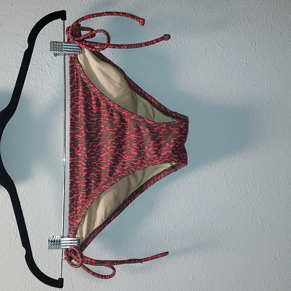 Victoria's Secret Pink Brown Animal Print String Tie Ruched Bikini Bottom Size S